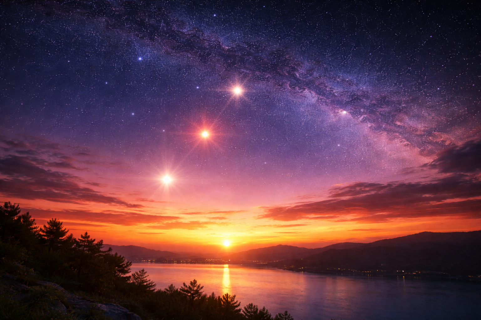 Editorial illustration of Mercury, Mars, Saturn, and Neptune gathered low in the predawn eastern sky